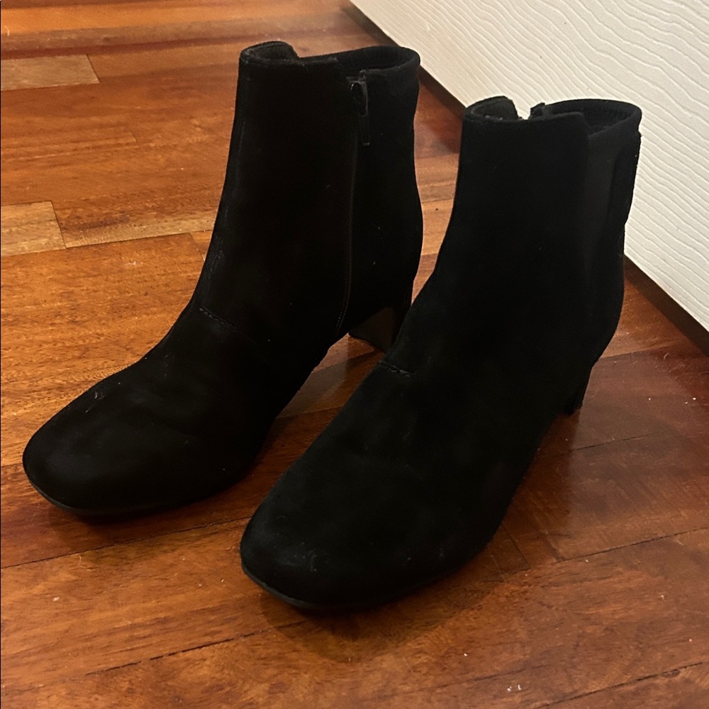 Clarks Black Suede Ankle Booties